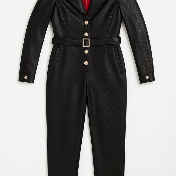 Torn by Ronny Kobo “Tory” Black Vegan Leather Jumpsuit Size Med NWT